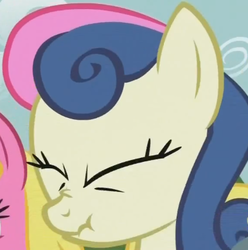 Size: 383x386 | Tagged: safe, screencap, bon bon, cherry berry, sweetie drops, earth pony, pony, g4, the super speedy cider squeezy 6000, reaction image, scrunchy face