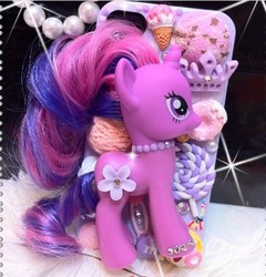 Size: 435x454 | Tagged: safe, twilight sparkle, g4, brushable, cellphone, crown, customized toy, ice cream, irl, lollipop, phone, photo, solo, taobao, toy