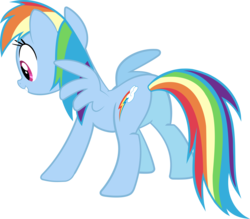 Size: 6000x5266 | Tagged: dead source, safe, artist:doppelsoldner, rainbow dash, pegasus, pony, g4, absurd resolution, butt, female, mare, plot, simple background, solo, spread wings, transparent background, vector, wings