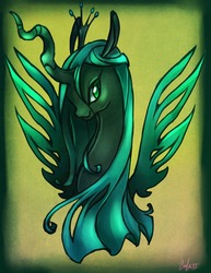 Size: 682x882 | Tagged: safe, artist:vertizontal, queen chrysalis, changeling, changeling queen, g4, female, solo