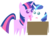 Size: 10000x7408 | Tagged: safe, artist:shadowdashie, shining armor, twilight sparkle, pony, friendship is witchcraft, g4, absurd resolution, box, colt, eyes on the prize, female, filly, francis sparkle, frown, incest, licking, male, not creepy, not incest, open mouth, pointy ponies, pony in a box, raised eyebrow, ship:shiningsparkle, shipping, simple background, smiling, straight, tongue out, transparent background, vector, worried