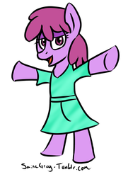 Size: 1088x1500 | Tagged: safe, artist:saine grey, berry punch, berryshine, earth pony, pony, g4, 30 minute art challenge, bipedal, clothes, dress, female, solo