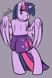 Size: 800x1200 | Tagged: safe, artist:rainbowdrool, twilight sparkle, alicorn, pony, g4, 30 minute art challenge, bipedal, clothes, female, mare, skirt, solo, topless, twilight sparkle (alicorn)
