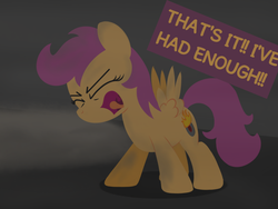 Size: 1280x960 | Tagged: safe, artist:dtcx97, scootaloo, pegasus, pony, post-crusade, g4, angry, female, filly, scootamad, solo, yelling