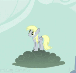 Size: 461x441 | Tagged: safe, screencap, derpy hooves, pegasus, pony, g4, season 2, the last roundup, animated, cloud, female, i just don't know what went wrong, mare