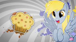 Size: 1920x1080 | Tagged: safe, artist:edwinprgtr, derpy hooves, pegasus, pony, g4, female, mare, muffin, vector, wallpaper