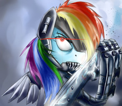 Size: 1500x1300 | Tagged: safe, artist:neroscottkennedy, rainbow dash, g4, female, konami, metal gear, metal gear rising, raiden, solo