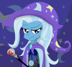 Size: 2452x2278 | Tagged: safe, artist:dazed-and-wandering, trixie, equestria girls, g4, dreamworks face, female, humanized, scepter, solo