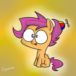 Size: 800x800 | Tagged: safe, artist:squeezle, scootaloo, g4, female, hat, propeller hat, solo, tongue out