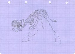 Size: 2411x1734 | Tagged: safe, artist:sigmanas, oc, oc only, giraffe, graph paper, solo, traditional art