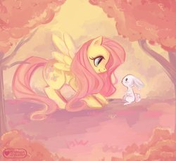 Size: 1024x940 | Tagged: dead source, safe, artist:meownyo, angel bunny, fluttershy, pegasus, pony, rabbit, g4, animal