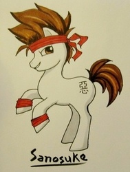 Size: 355x470 | Tagged: safe, artist:yorikosakakibara, ponified, rurouni kenshin, sanosuke sagara, traditional art