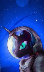 Size: 800x1300 | Tagged: safe, artist:darkdoomer, nightmare moon, princess luna, g4, astronaut, female, moon, solo, space, spacesuit