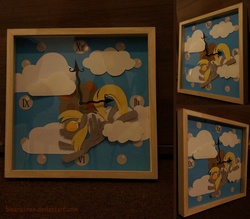 Size: 931x816 | Tagged: safe, artist:binaricious, derpy hooves, pegasus, pony, g4, clock, craft, female, mare, shadowbox