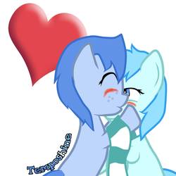 Size: 5000x5000 | Tagged: safe, artist:sunshinesmilespony, oc, oc only, oc:sunshine smiles, oc:tempo, earth pony, pony, absurd resolution, blushing, clothes, heart, scarf, shipping