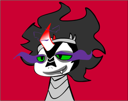 Size: 500x396 | Tagged: safe, artist:bootypiratetavros, king sombra, pony, unicorn, g4, crossover, face paint, gamzee makara, homestuck, male, red background, simple background, smiling, solo