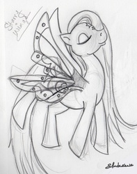 Size: 472x600 | Tagged: safe, artist:lelunae, starry wings (g1), g1, female, flying, sketch, solo, starry wings, traditional art, windy wing ponies, wings