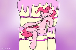 Size: 990x660 | Tagged: safe, artist:strebiskunk, pinkie pie, g4, cake, crossover, female, game of thrones, solo