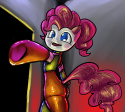 Size: 1095x982 | Tagged: safe, artist:themessengerboy, pinkie pie, g4, female, harley quinn, parody, solo