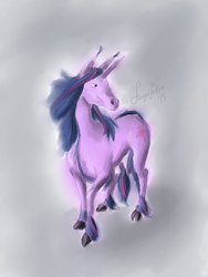 Size: 1200x1600 | Tagged: safe, artist:hengebellika, twilight sparkle, classical unicorn, g4, female, horn, leonine tail, solo