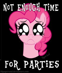 Size: 3100x3697 | Tagged: safe, artist:filpapersoul, pinkie pie, g4, female, image macro, sad, sad eyes, solo