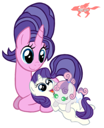 Size: 564x695 | Tagged: safe, artist:starfox-saiyan, cookie crumbles, rarity, sweetie belle, pony, g4, baby, baby belle, baby pony, diaper, female, filly, filly rarity, foal, mare, prone, simple background, transparent background, trio, trio female, younger