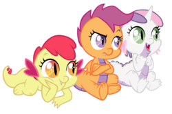 Size: 900x595 | Tagged: safe, artist:queencold, apple bloom, scootaloo, sweetie belle, dragon, g4, adorabloom, baby dragon, cute, cutealoo, cutie mark crusaders, diasweetes, dragon bloom, dragoness, dragonified, female, scootadragon, simple background, species swap, sweetie dragon, transparent background, trio