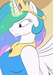 Size: 700x1000 | Tagged: safe, artist:wafflii, princess celestia, anthro, g4, angry, female, solo