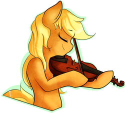 Size: 1000x904 | Tagged: safe, artist:nolycs, applejack, g4, eyes closed, female, fiddle, loose hair, solo