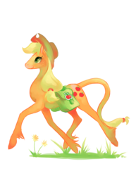 Size: 695x900 | Tagged: safe, artist:friendleadershenanigans, applejack, earth pony, pony, g4, female, mare, saddle bag, simple background, solo, transparent background, unshorn fetlocks