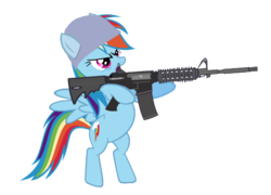 Size: 509x366 | Tagged: safe, artist:camike1234, rainbow dash, g4, ar-15, female, gun, helmet, simple background, solo, transparent background, vector