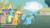 Size: 1920x1080 | Tagged: safe, edit, edited screencap, screencap, applejack, cherry berry, derpy hooves, dizzy twister, doctor whooves, lyra heartstrings, orange swirl, rainbow dash, time turner, trixie, earth pony, pegasus, pony, unicorn, boast busters, g4, brazzers, cloud, eyes closed, female, lightning, mare, thunder