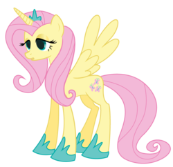 Size: 688x665 | Tagged: safe, artist:lizziebax, fluttershy, alicorn, pony, g4, alicornified, female, fluttercorn, mare, race swap, simple background, solo, transparent background