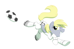 Size: 2000x1344 | Tagged: safe, artist:equestria-prevails, derpy hooves, pegasus, pony, g4, 4chan cup, ball, clothes, female, football, mare, safest hooves, simple background, smiling, solo, transparent background, vector