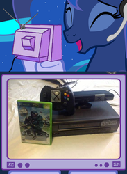 Size: 563x769 | Tagged: safe, princess luna, gamer luna, g4, exploitable meme, seems legit, tv meme, vcr, xbox one