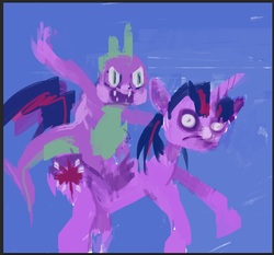 Size: 810x754 | Tagged: safe, artist:bloodrizer, spike, twilight sparkle, g4, wat