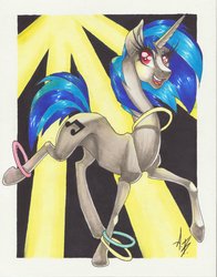 Size: 2550x3252 | Tagged: safe, artist:angelicaannblack, dj pon-3, vinyl scratch, g4, female, solo, traditional art