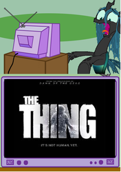 Size: 425x602 | Tagged: safe, queen chrysalis, g4, exploitable meme, irony, the thing, the thing (2011), tv meme