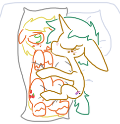 Size: 485x502 | Tagged: safe, artist:weaver, applejack, snails, g4, applejack (male), body pillow, kissing, rule 63, simple background, spice, white background