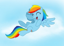 Size: 1073x767 | Tagged: safe, artist:flash-fox1, rainbow dash, g4, female, flying, solo