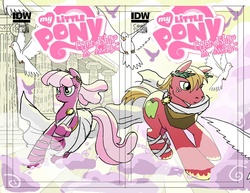 Size: 1000x773 | Tagged: safe, idw, big macintosh, cheerilee, bird, earth pony, pony, g4, comic cover, cover, male, my little pony logo, rough draft, stallion