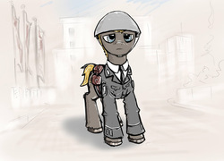 Size: 1280x922 | Tagged: safe, artist:agm, earth pony, pony, clothes, east germany, helmet, military, uniform