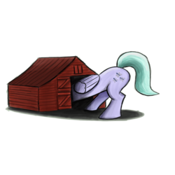 Size: 1000x1000 | Tagged: safe, artist:sevoohypred, flitter, pony, g4, attack on pony, attack on titan, barn, building, giant flitter, giant pony, giantess, macro