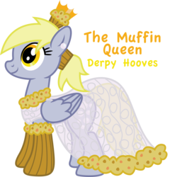 Size: 2114x2198 | Tagged: safe, artist:inkrose98, derpy hooves, pegasus, pony, g4, clothes, dress, female, gala dress, grand galloping gala, mare, muffin, muffin queen, simple background, solo, transparent background, vector