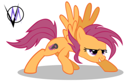 Size: 1024x679 | Tagged: safe, artist:overmare, scootaloo, g4, adult, cutie mark, female, grin, older, simple background, smiling, solo, transparent background, vector