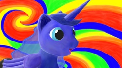 Size: 1366x768 | Tagged: safe, artist:vladimir-zharkov, princess luna, g4, colorful, female, high, silly, solo