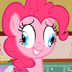 Size: 348x348 | Tagged: safe, edit, pinkie pie, g4, derp, face, female, smiling, solo, sweat