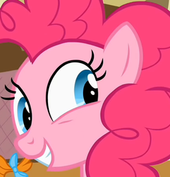 Size: 421x437 | Tagged: safe, screencap, pinkie pie, g4, close-up, faic, female, smiling, solo