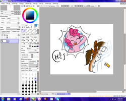 Size: 1280x1024 | Tagged: safe, artist:danadyu, pinkie pie, oc, g4, jumped-out-pinkieanswers, paint tool sai