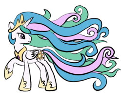 Size: 3504x2940 | Tagged: safe, artist:yumi-and-zb, princess celestia, g4, dat hair, female, simple background, smiling, solo, windswept mane